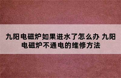 九阳电磁炉如果进水了怎么办 九阳电磁炉不通电的维修方法